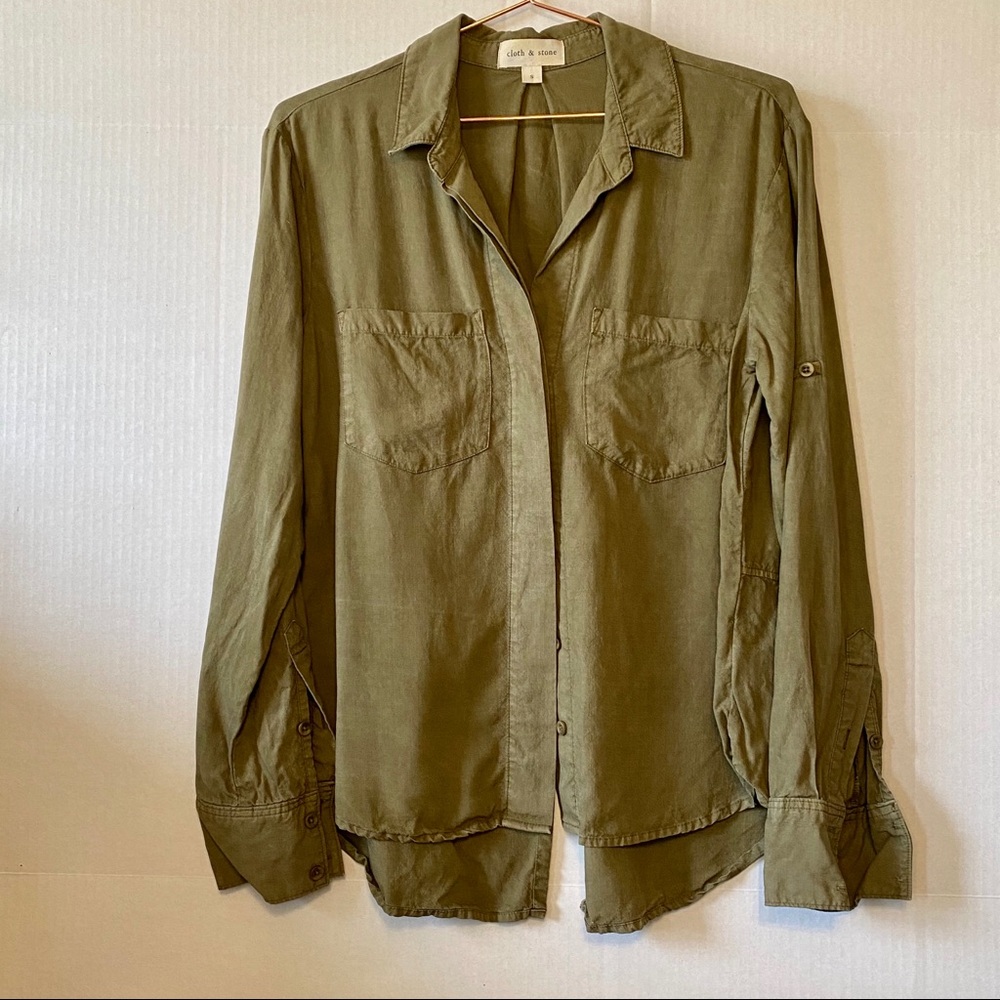 Cloth & Stone Button Down - Olive Green - Small